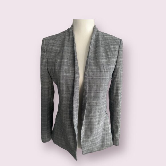 BANANA REPUBLIC Gray Plaid Jacket Blazer Size 4 - Picture 1 of 8